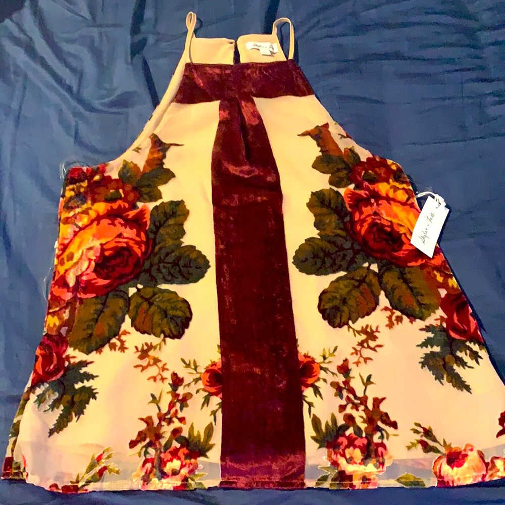 Skylar & Jade Velvet Flowered Tank